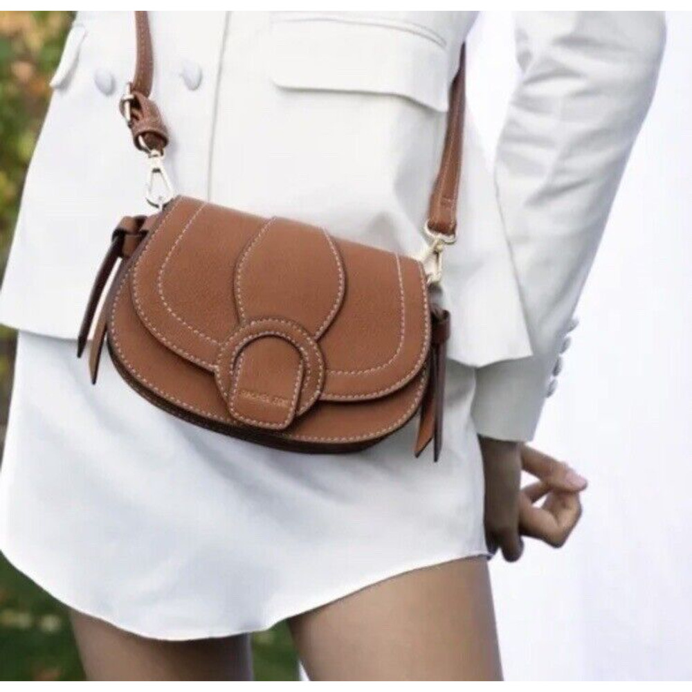 Rachel Zoe Edessi Vegan Leather Saddle Crossbody Belt Bag Brown Adjustable Strap